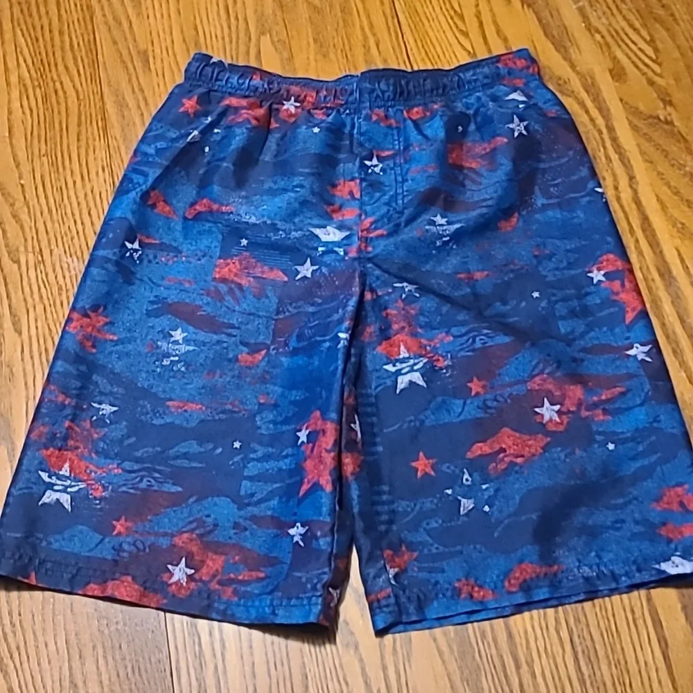 Under Armour Blue Camoflauge Swim Trunks Wirh Rwd Stars- Boy's XL